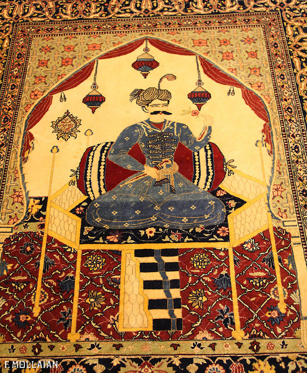 Pictorial «Shah Abbass» Antique Kashan Persian Rug n°:37843154